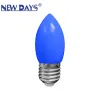 NEWDAYS brand cross-border new color led bulbs, small screw mouth household candles, lanterns, wedding energy-saving decoration, seven-color pointed bulbs, energy-saving and waterproof, festive decoration Item Picture